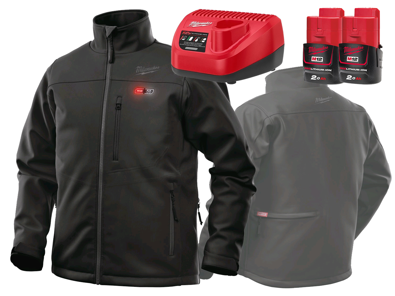 Milwaukee 12V Black Premium Heated Jacket - Gen4 - L - 2.0Ah Pack
